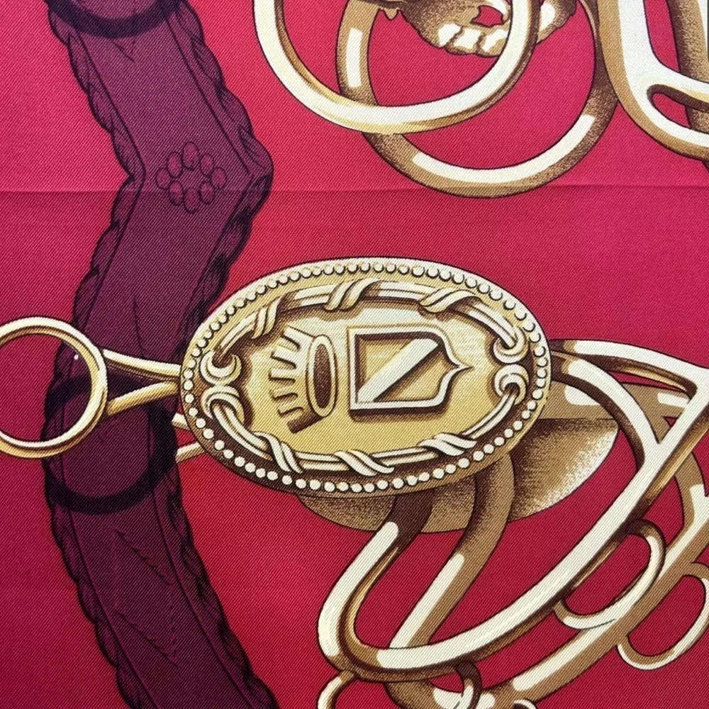 Hermès Red and Gold Silk Scarf